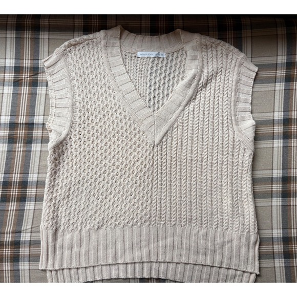 Altar'd State Sweaters - Altar'd State Cream Cable Knit Sweater Vest V-Neck Sleeveless Boho Beige Medium